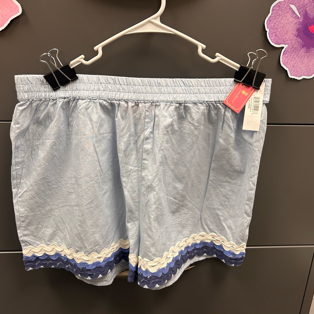 Simply Southern Light Blue Shorts with Navy and White Accents